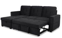 Canapé d'angle convertible moderne Delacroix Velours Noir