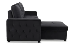 Canapé d'angle convertible moderne Delacroix Velours Noir