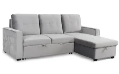 Canapé d'angle convertible moderne Delacroix Velours Argent