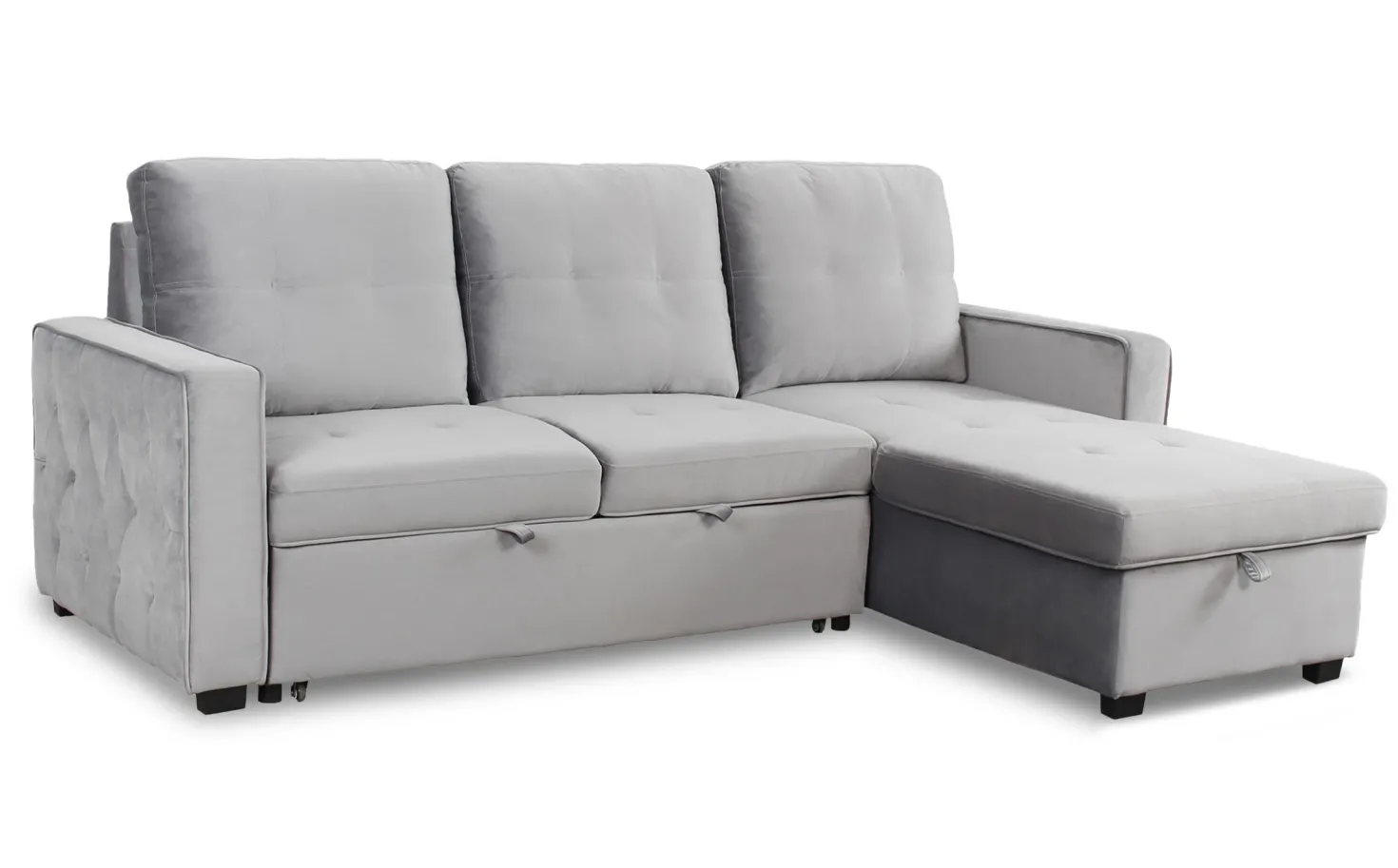 Canapé d'angle convertible moderne Delacroix Velours Argent