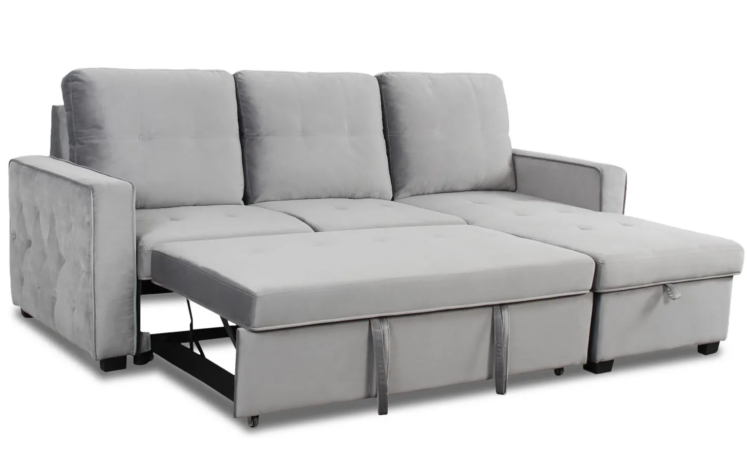 Canapé d'angle convertible moderne Delacroix Velours Argent