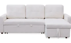 Canapé d'angle convertible Toledo Tissu Bouclette Crème