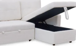 Canapé d'angle convertible Toledo Tissu Bouclette Crème