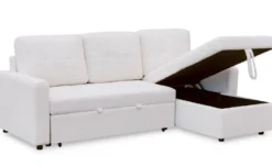 Canapé d'angle convertible Toledo Tissu Bouclette Crème