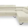 Canapé d'angle à droite avec têtières relevables Quentin Velours côtelé Beige