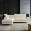 Canapé d'angle à gauche avec têtières relevables Quentin Velours côtelé Beige