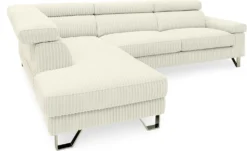Canapé d'angle à gauche avec têtières relevables Quentin Velours côtelé Beige