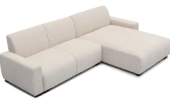 Canapé d'angle moderne 287cm Wallis Velours côtelé Crème