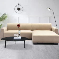 Canapé d'angle moderne 287cm Wallis Velours Taupe