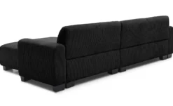Canapé d'angle moderne 287cm Wallis Velours côtelé Noir