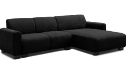 Canapé d'angle moderne 287cm Wallis Velours côtelé Noir