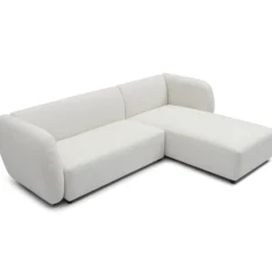 Canapé d'angle réversible moderne Larry Tissu bouclette Crème