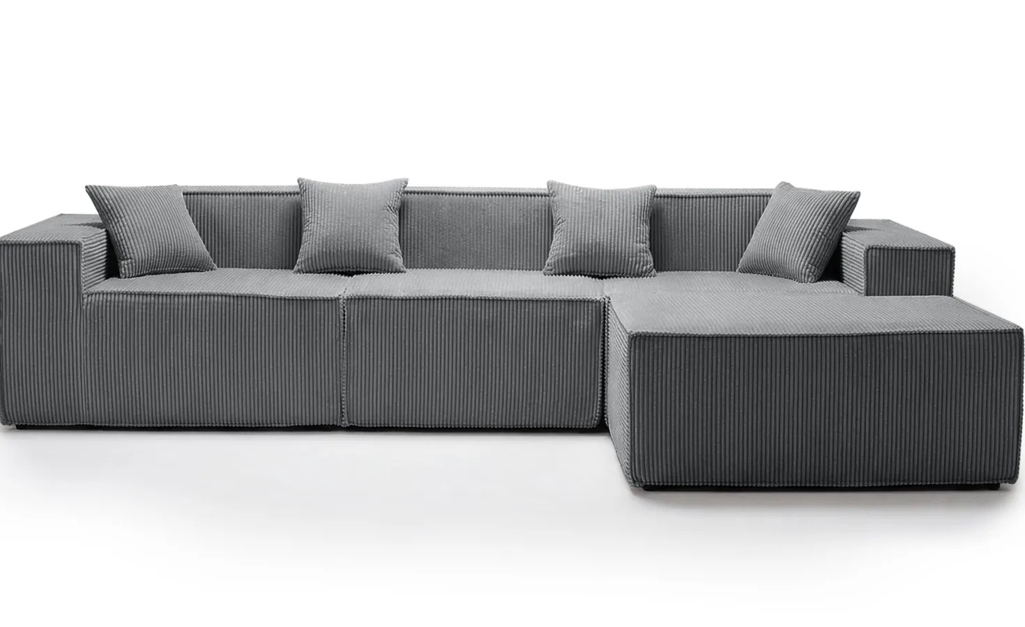 Canapé modulable en angle avec pouf Archiduc Velours côtelé Gris foncé