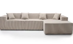 Canapé modulable en angle avec pouf Archiduc Velours côtelé Taupe