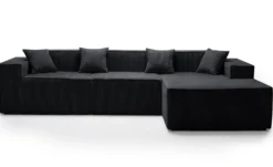 Canapé modulable en angle avec pouf Archiduc Velours Noir