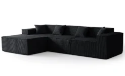 Canapé modulable en angle avec pouf Archiduc Velours Noir
