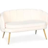 Canapé 2 places arrondi Brenda Tissu bouclette Beige