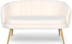 Canapé 2 places arrondi Brenda Tissu bouclette Beige