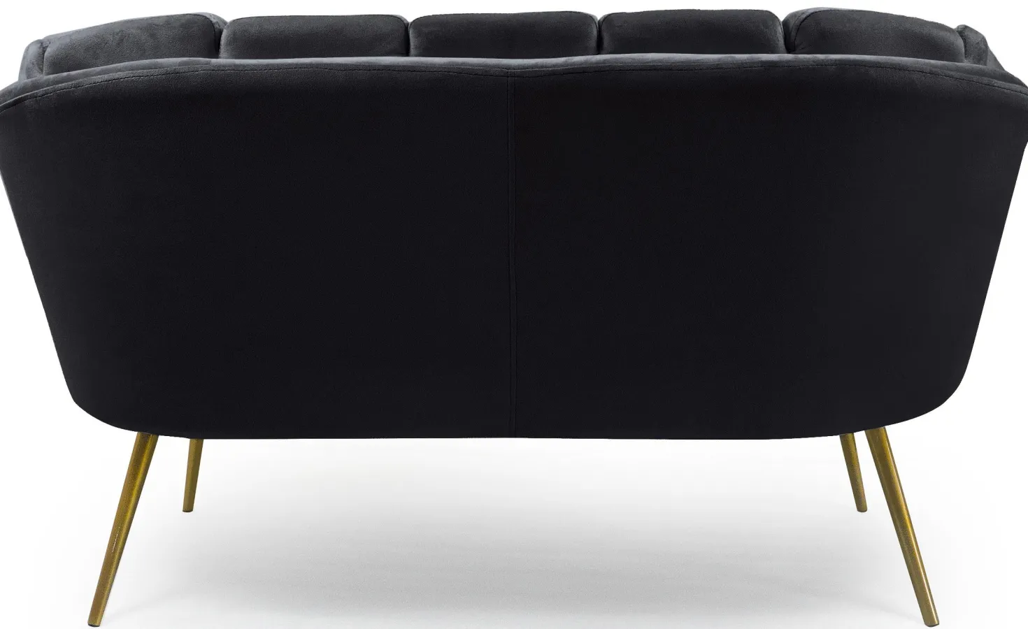 Canapé 2 places arrondi Brenda Velours Noir pieds Or