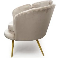 Canapé 2 places arrondi Brenda Velours Taupe pieds Or