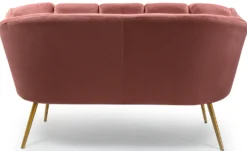 Canapé 2 places arrondi Brenda Velours Rose pieds Or