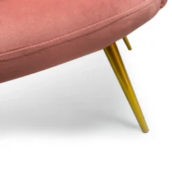 Canapé 2 places arrondi Brenda Velours Rose pieds Or