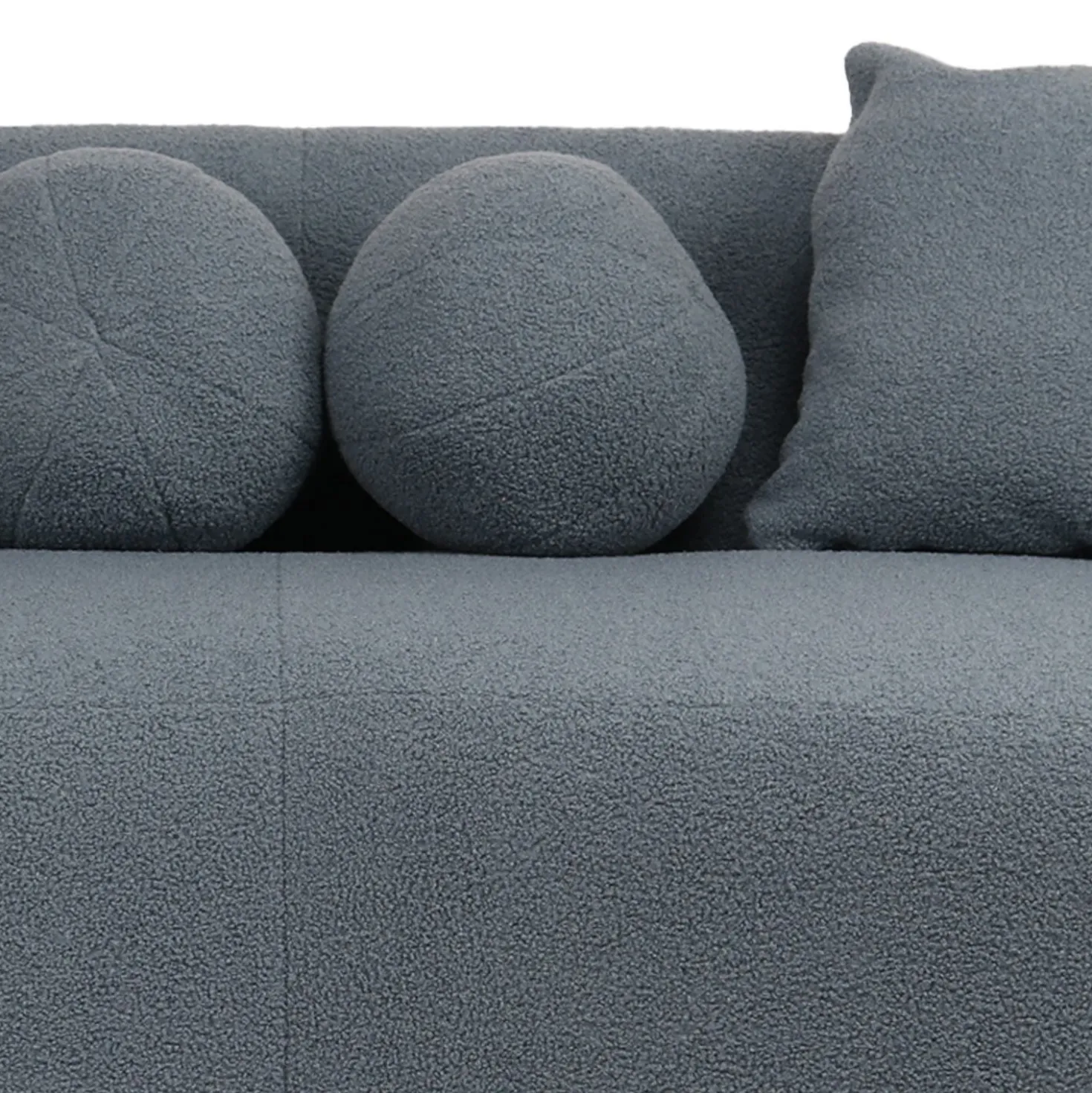 Canapé 3 places au design élégant et incurvé Alex Tissu bouclette Gris