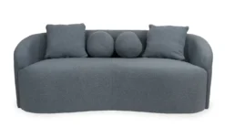 Canapé 3 places au design élégant et incurvé Alex Tissu bouclette Gris