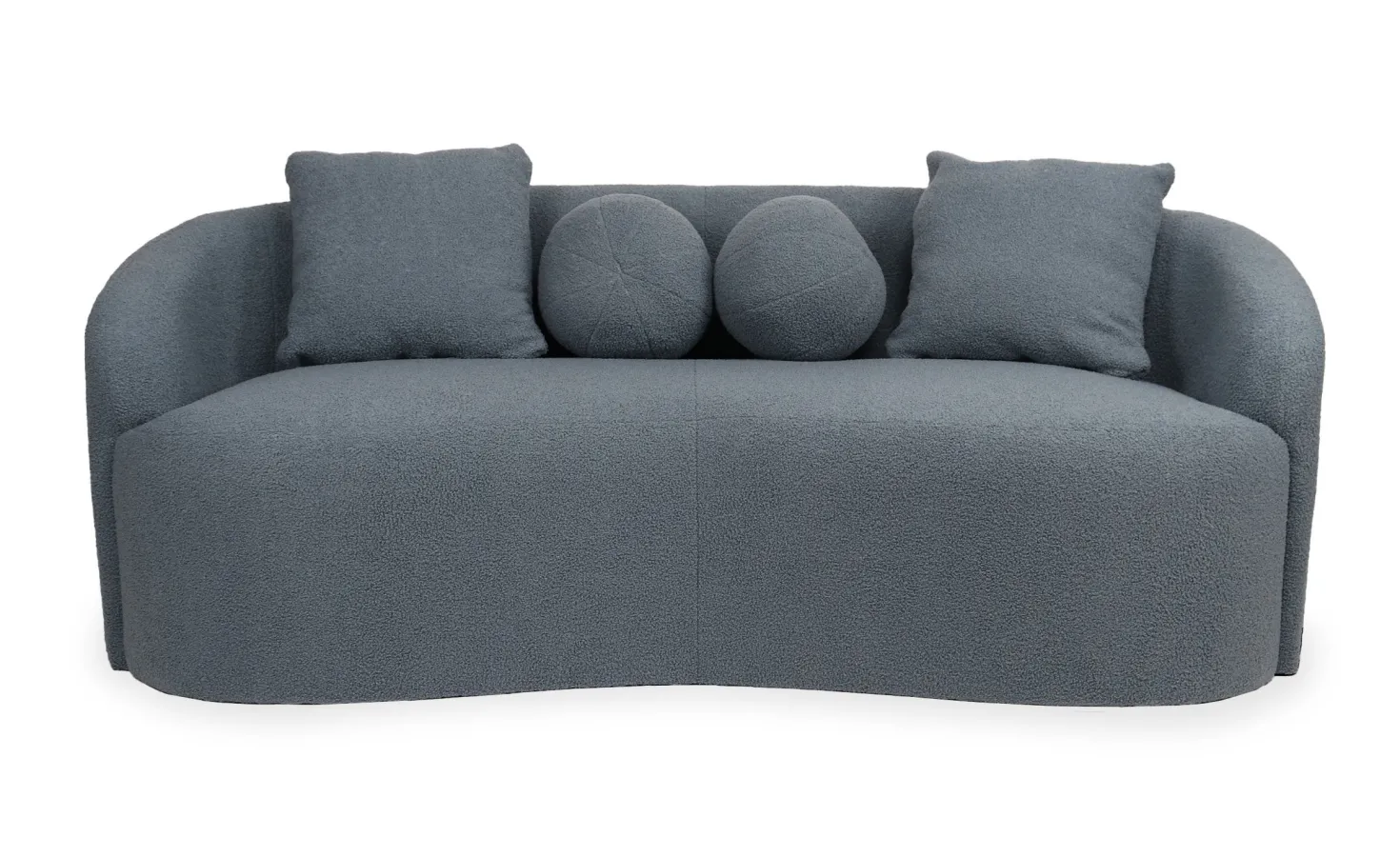 Canapé 3 places au design élégant et incurvé Alex Tissu bouclette Gris