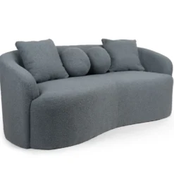 Canapé 3 places au design élégant et incurvé Alex Tissu bouclette Gris