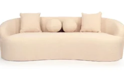 Canapé 4 places au design élégant et incurvé Alex XL Tissu bouclette Beige