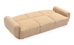 Canapé 3 places convertible dossier et accoudoirs arrondis Oliver Velours côtelé Beige