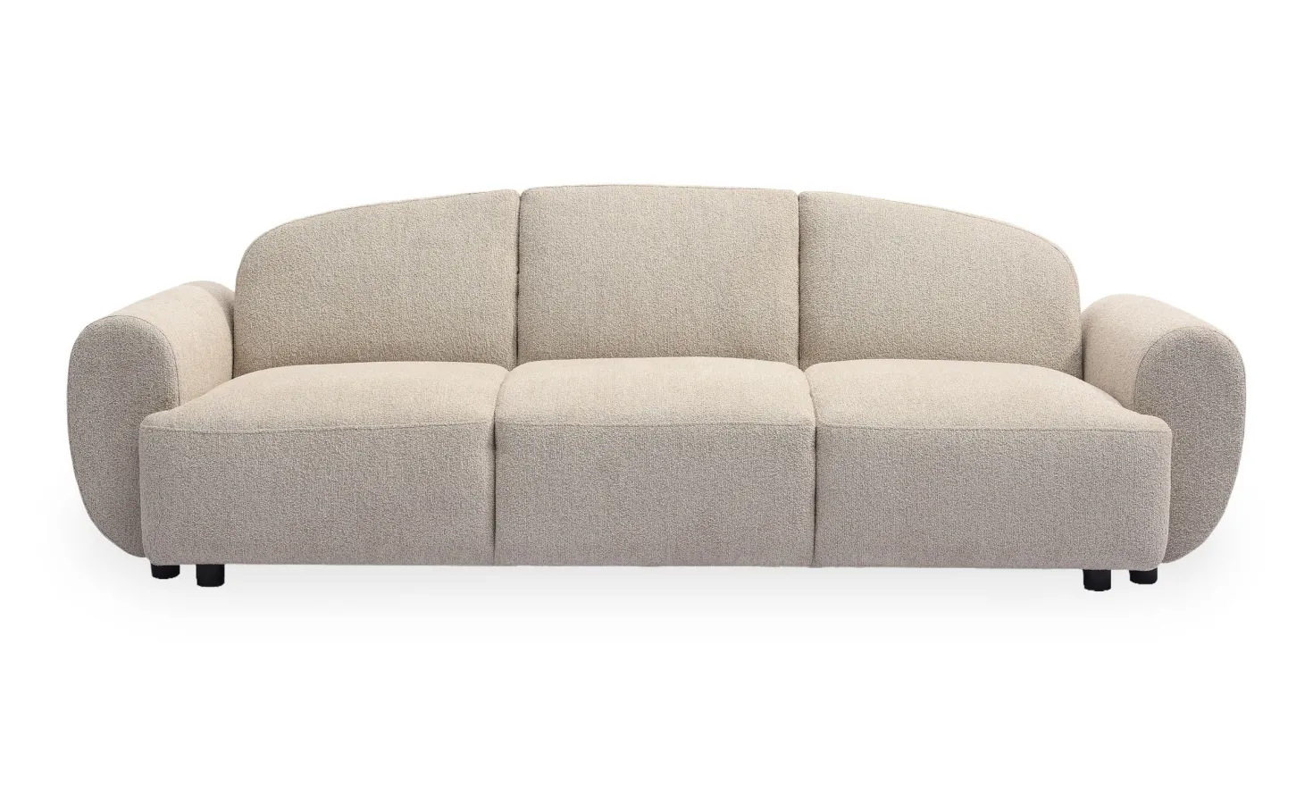 Canapé 3 places convertible dossier et accoudoirs arrondis Oliver Tissu texturé Beige