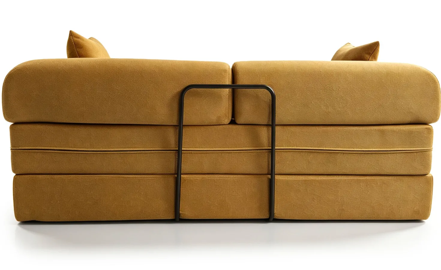 Canapé 3 places convertible et modulable Bergerac Tissu doux texturé Ocre doré