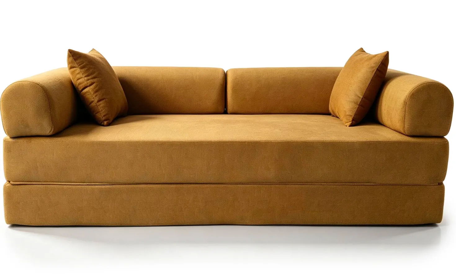 Canapé 3 places convertible et modulable Bergerac Tissu doux texturé Ocre doré
