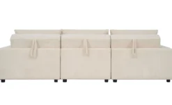 Canapé 3 places convertible et modulable Castelo Velours côtelé Crème