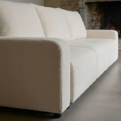 Canapé 3 places convertible et modulable Castelo Tissu texturé Crème