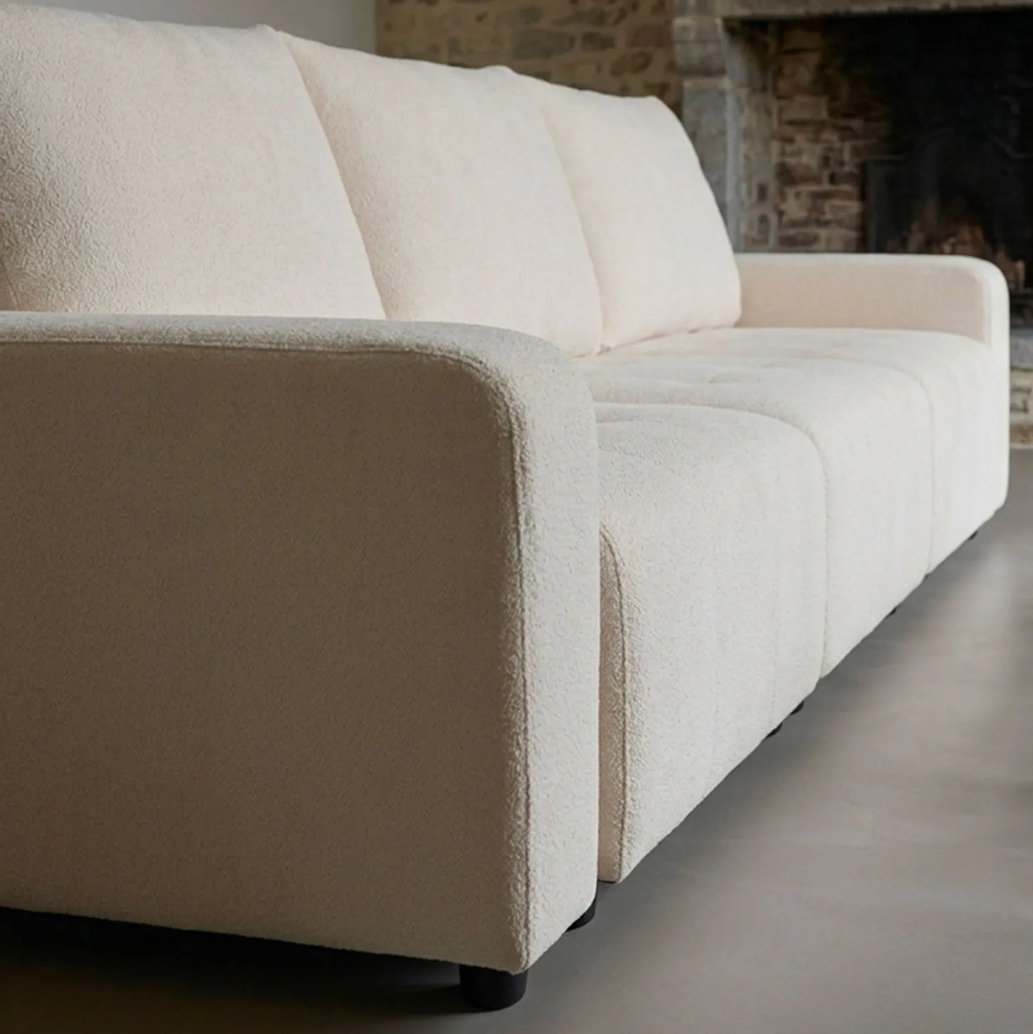 Canapé 3 places convertible et modulable Castelo Tissu texturé Crème