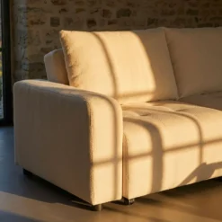 Canapé 3 places convertible et modulable Castelo Tissu texturé Crème