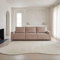 Canapé 3 places convertible et modulable Castelo Velours Taupe