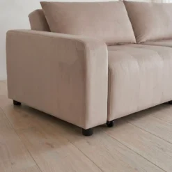 Canapé 3 places convertible et modulable Castelo Velours Taupe