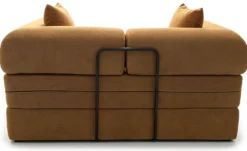 Canapé 2 places convertible et modulable Bergerac Tissu doux texturé Ocre doré