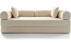 Canapé 3 places convertible et modulable Bergerac Tissu bouclette Crème