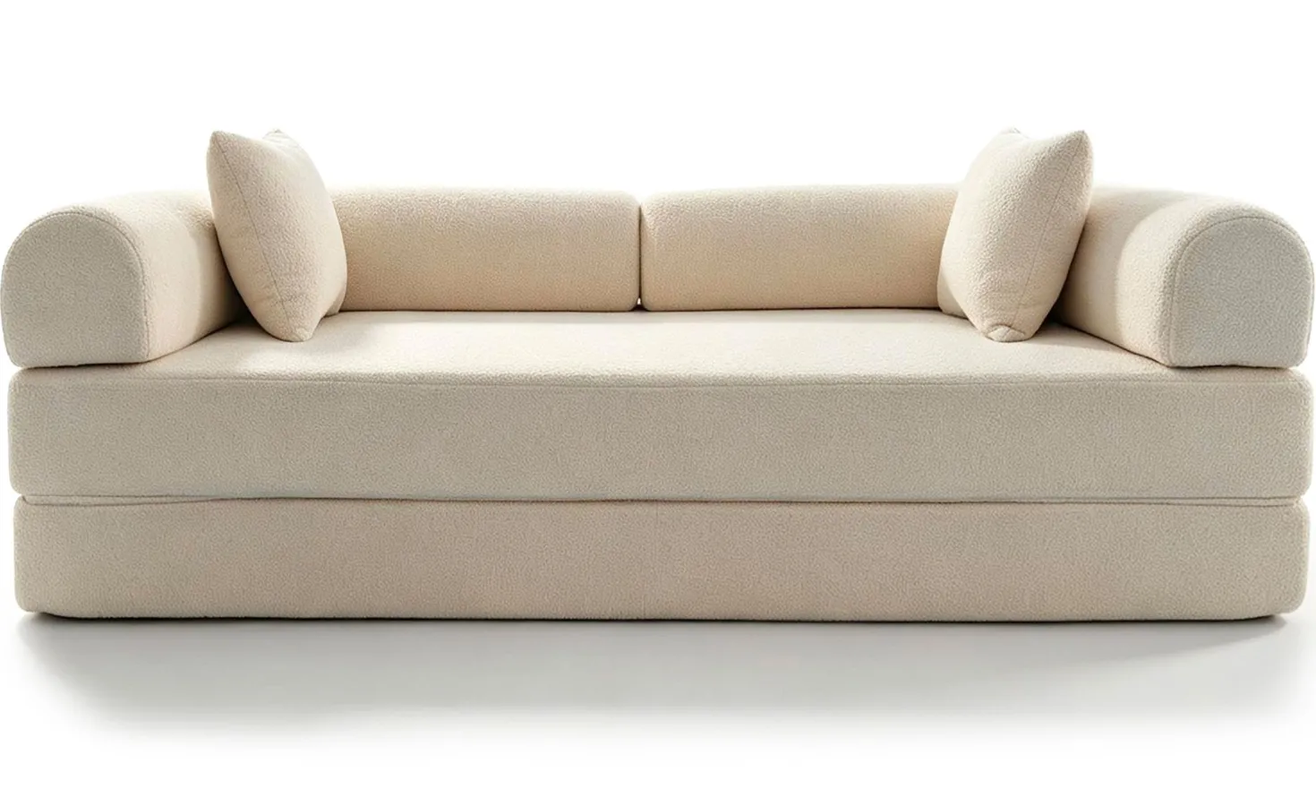 Canapé 3 places convertible et modulable Bergerac Tissu bouclette Crème