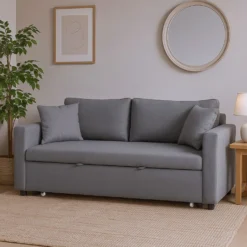 Canapé 3 places Convertible Saphir Tissu Gris Clair