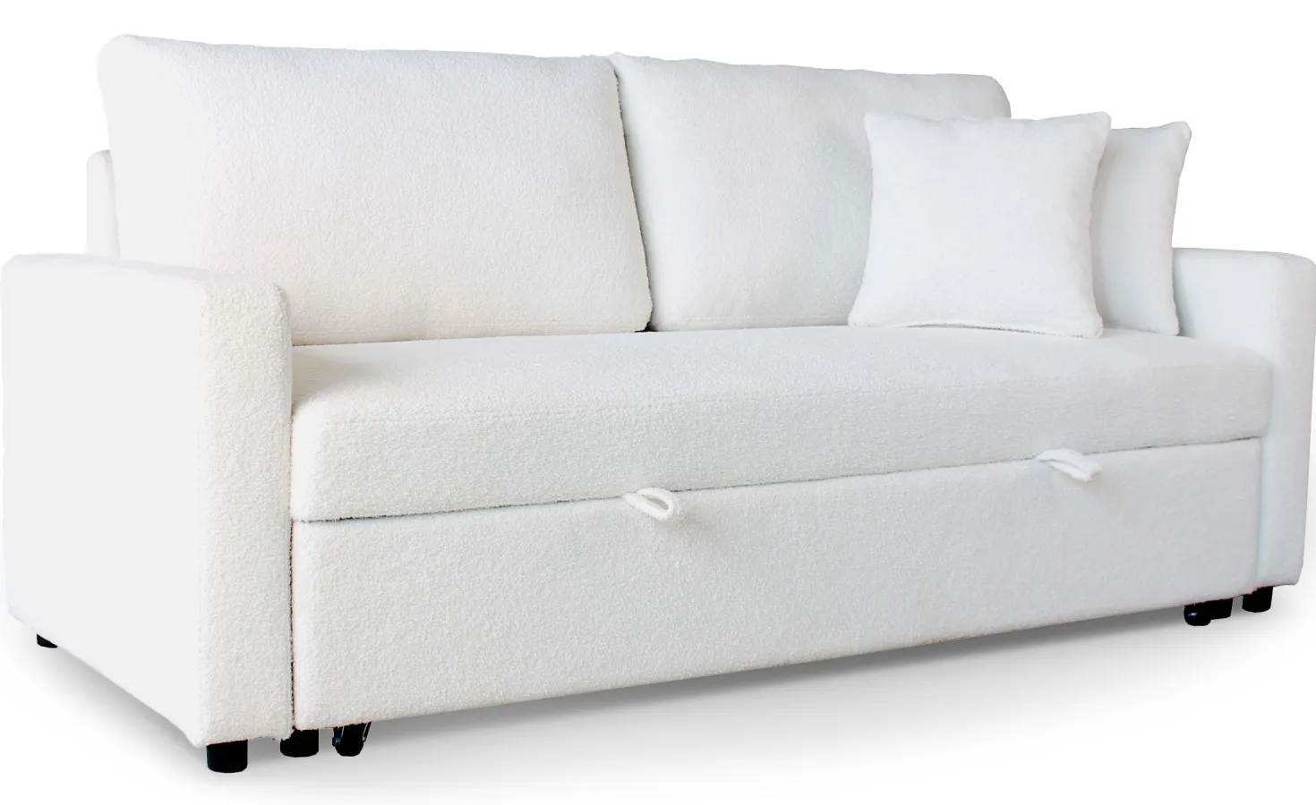 Canapé 3 places Convertible Saphir Tissu Bouclette Écru