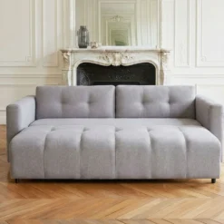 Canapé 3 places convertible Stylian Tissu Gris clair