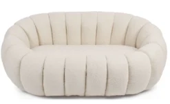 Canapé 2 Places design coquillage Horizan Tissu bouclette Crème