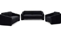Canapé 2 places design Maximilien Métal doré et Velours côtelé Noir