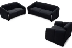 Canapé 3 places design Maximilien Métal doré et Velours côtelé Noir